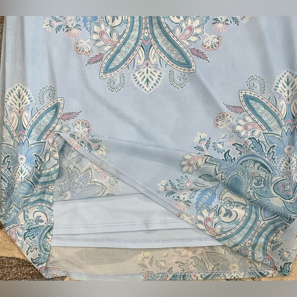 Gianni Bini Floral Mesh Printed Long Sleeve Midi Dress w Tonal Slip - Picture 4 of 8